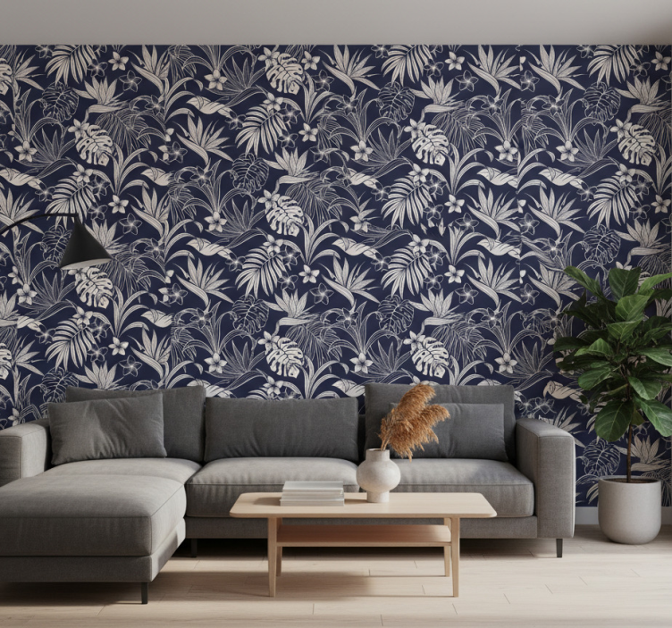 Nature wallpaper tropical floral design - TenStickers