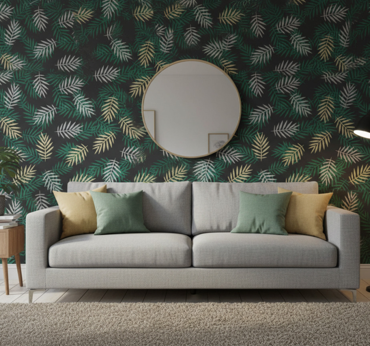 Nature wallpaper tropical green foliage design - TenStickers