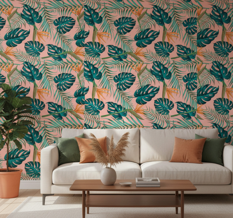 Nature wallpaper tropical leaf arrangement - TenStickers