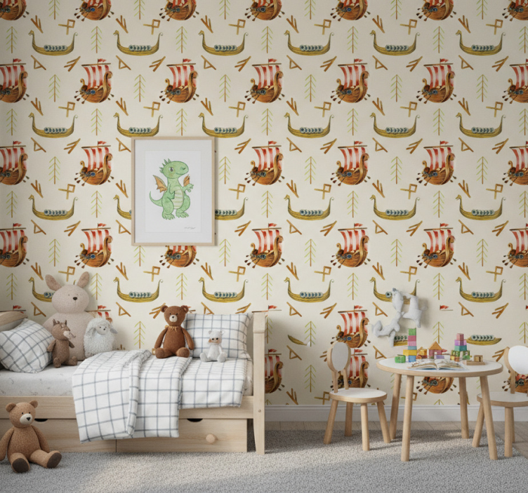 Nature wallpaper viking ship design - TenStickers