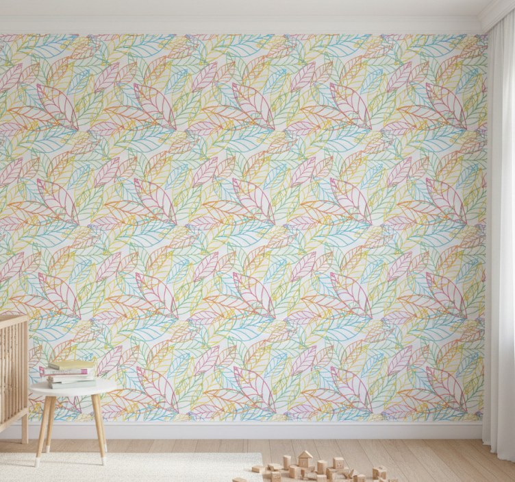 Nature wallpaper with lively leaf elements - TenStickers