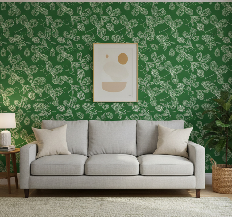 Nature wallpaper with lush green patterns - TenStickers