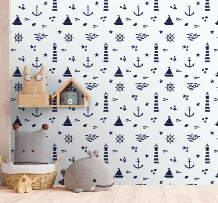 Nordic nautical elements children's wallpaper - TenStickers