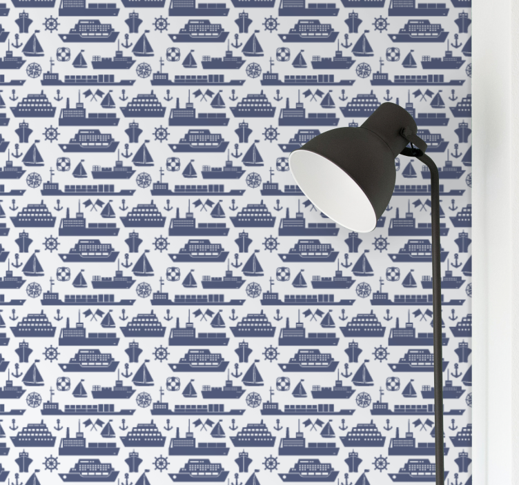 Nautical Scene Pattern city wallpaper - TenStickers