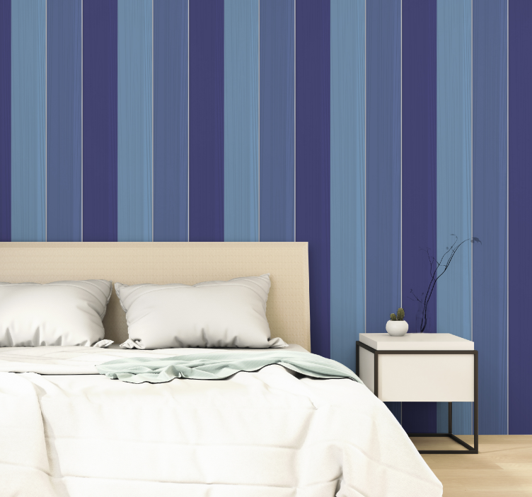 Navy and blue shades wallpaper vertically striped - TenStickers