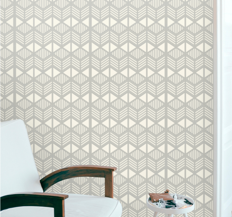 Neutral Chevron grid geometric wallpaper - TenStickers
