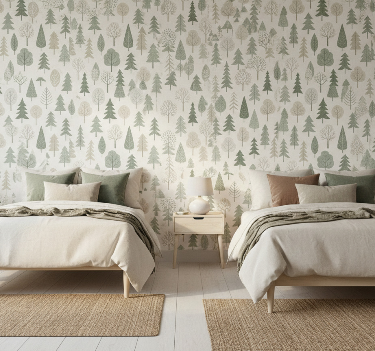 Nordic wallpaper calming scandinavian forest - TenStickers