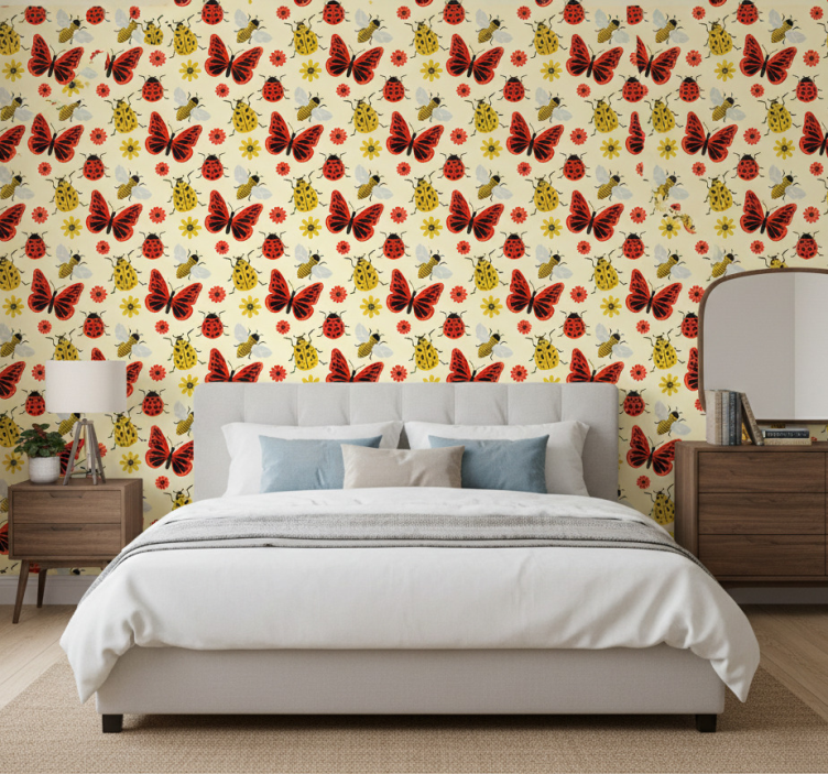 Nordic wallpaper colorful minimalist bug pattern - TenStickers