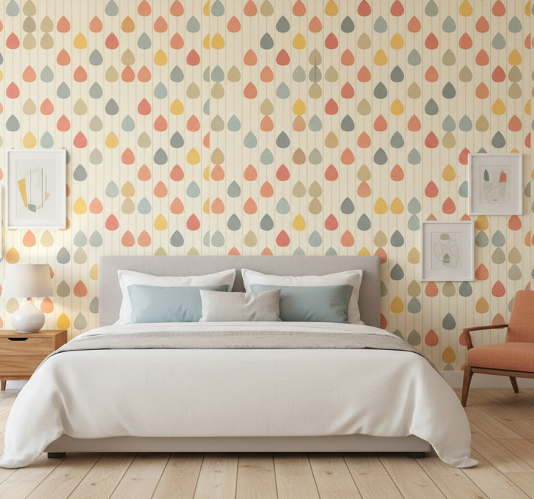 Nordic wallpaper colourful cascading raindrops - TenStickers