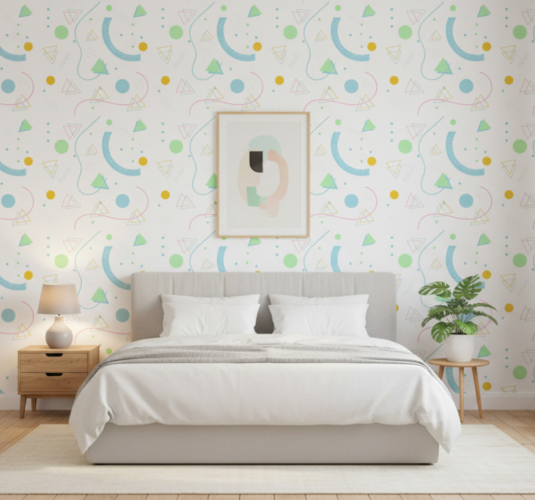 Nordic wallpaper green and blue triangle pattern - TenStickers