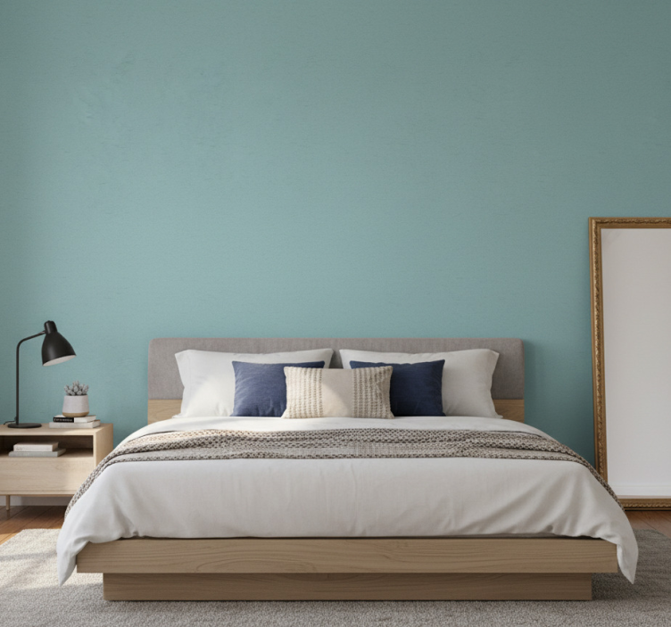 Nordic wallpaper in teal blue monochrome - TenStickers