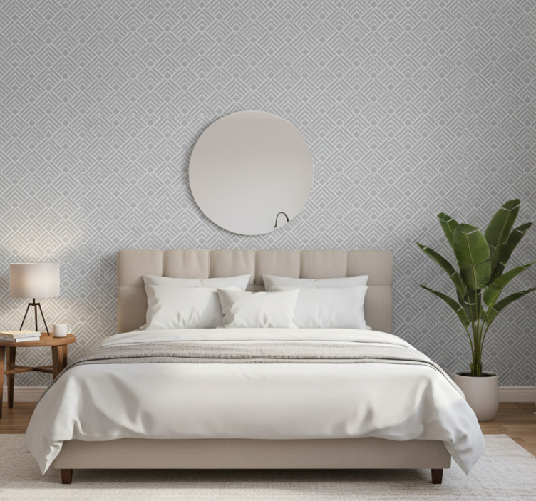Nordic wallpaper light grey zig zag lines - TenStickers