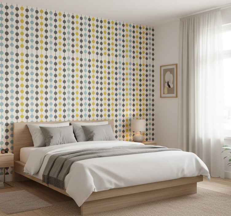 Nordic wallpaper with hanging colorful circles - TenStickers
