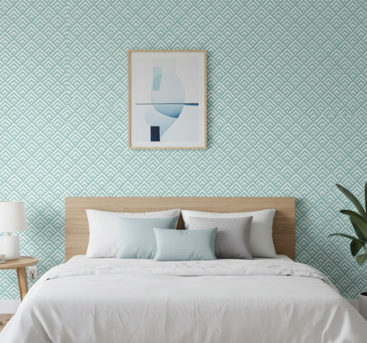 Nordic wallpaper with irregular aquamarine lines - TenStickers