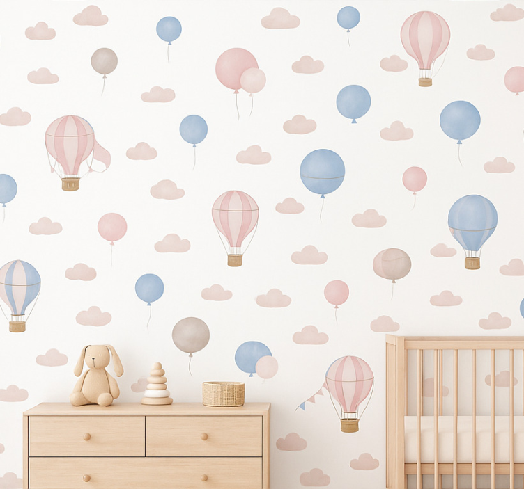 Nursery wallpaper pastel dream balloons - TenStickers