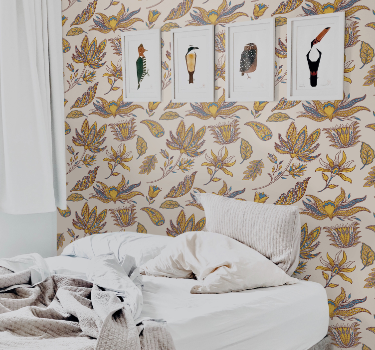 Original organic pattern leaves wallpaper - TenStickers
