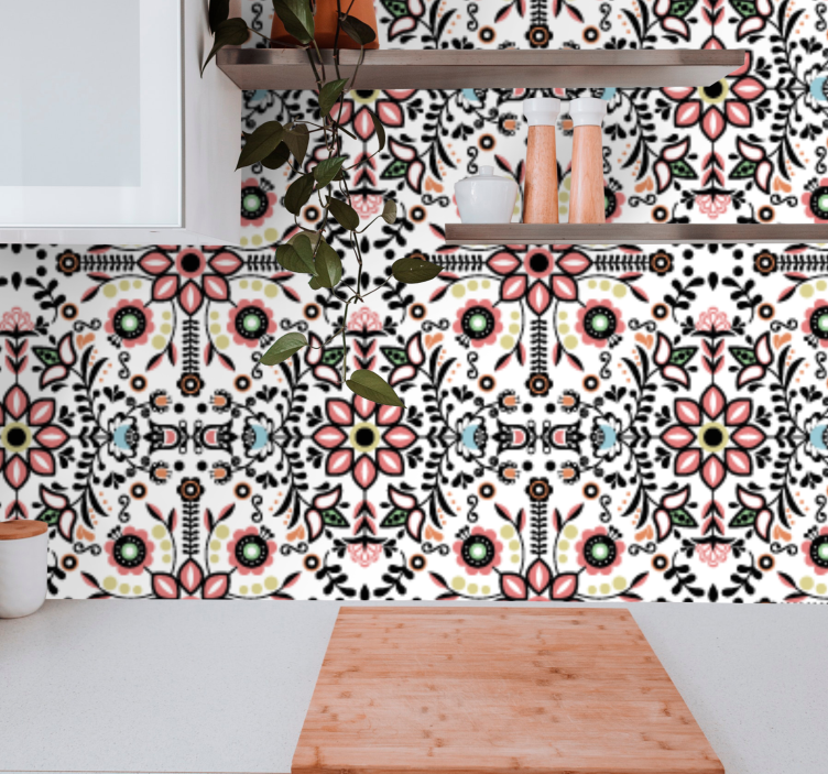 Ornamental Motif floral wallpaper - TenStickers