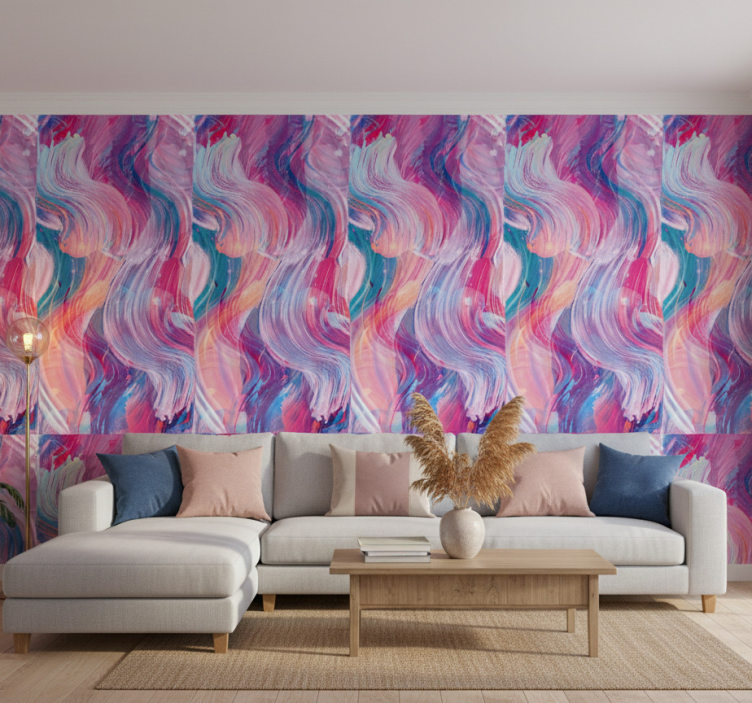 Ornamental wallpaper colorful oil paint strokes - TenStickers