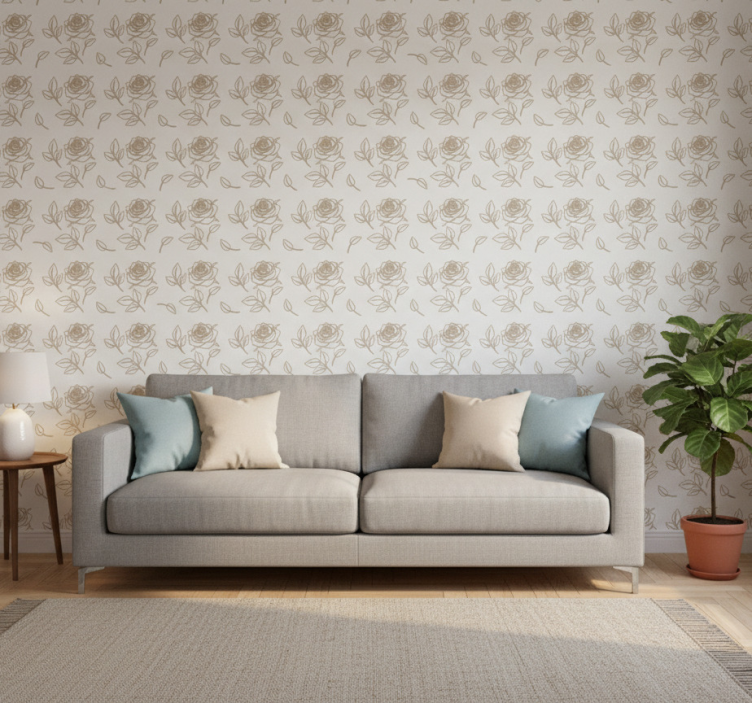 Ornamental wallpaper elegant rose design - TenStickers