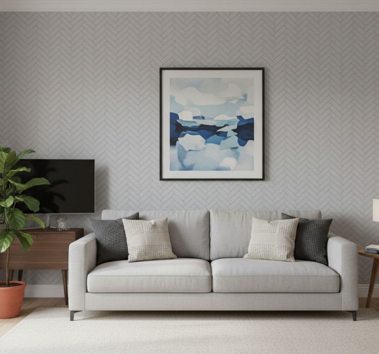 Ornamental wallpaper herringbone grey tiles - TenStickers