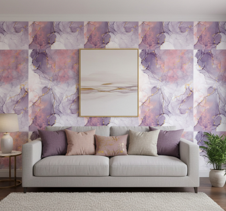Ornamental wallpaper in marbled abstract design - TenStickers