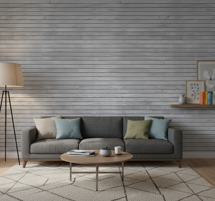 Ornamental wallpaper in wooden gray - TenStickers