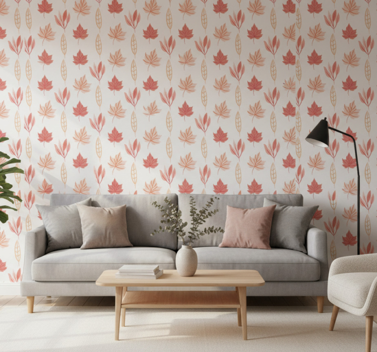 Ornamental wallpaper leaf motif design - TenStickers