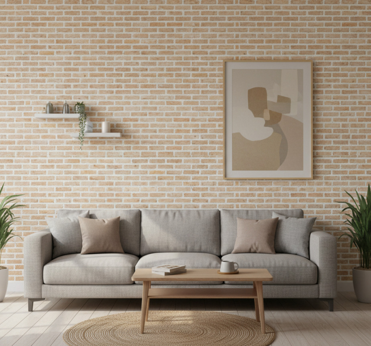 Bricks wallpaper light horizontal pattern - TenStickers