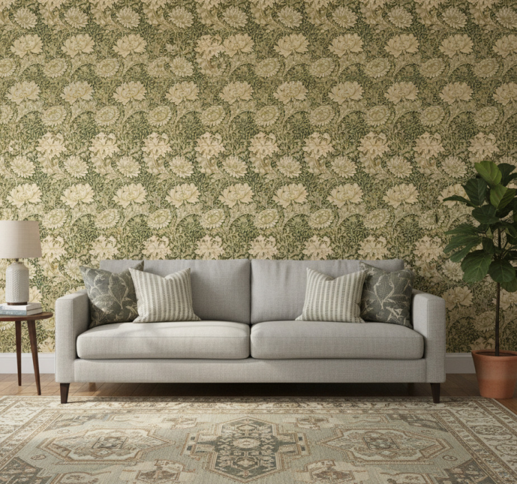 Ornamental wallpaper modern style chrysanthemum - TenStickers