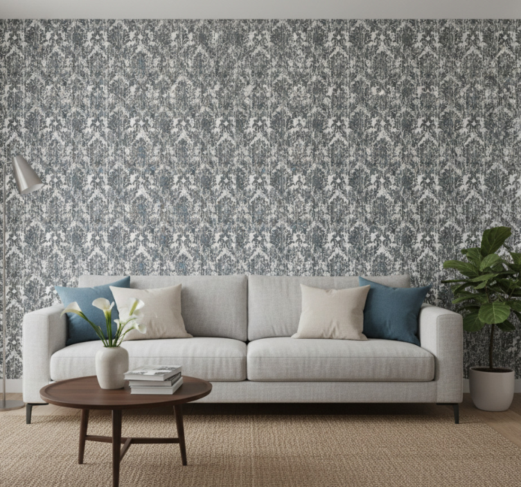 Ornamental wallpaper old grey tones small elements - TenStickers