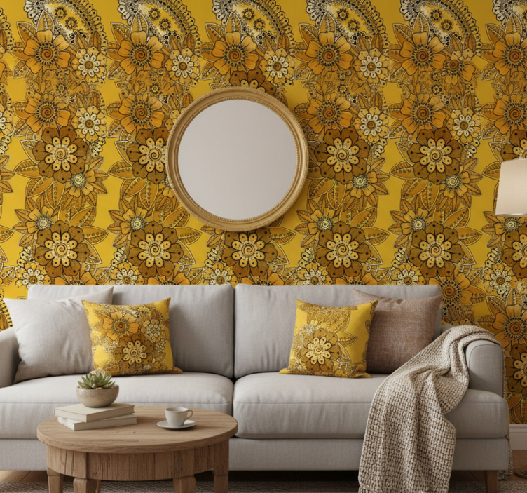 Floral wallpaper in paisley indian style - TenStickers