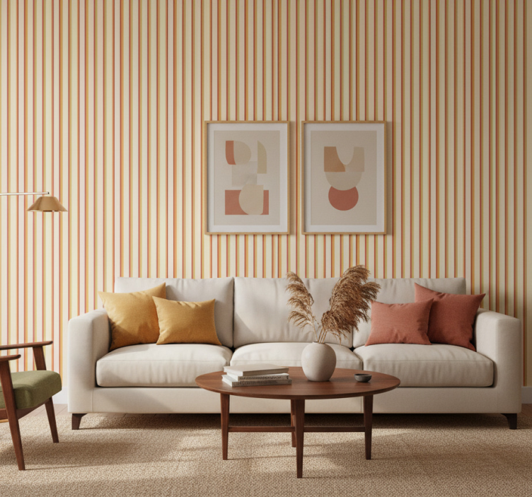 Ornamental wallpaper retro pastel striped design - TenStickers