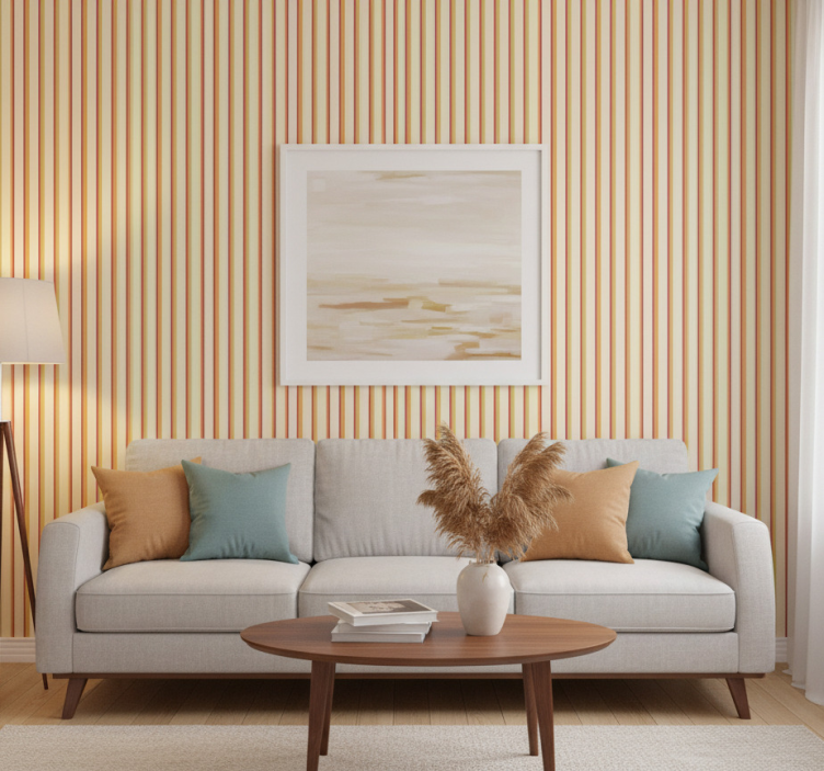 Ornamental wallpaper retro pastel striped design - TenStickers