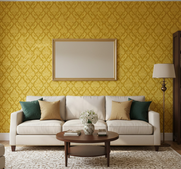 Ornamental wallpaper with detailed floral design - TenStickers