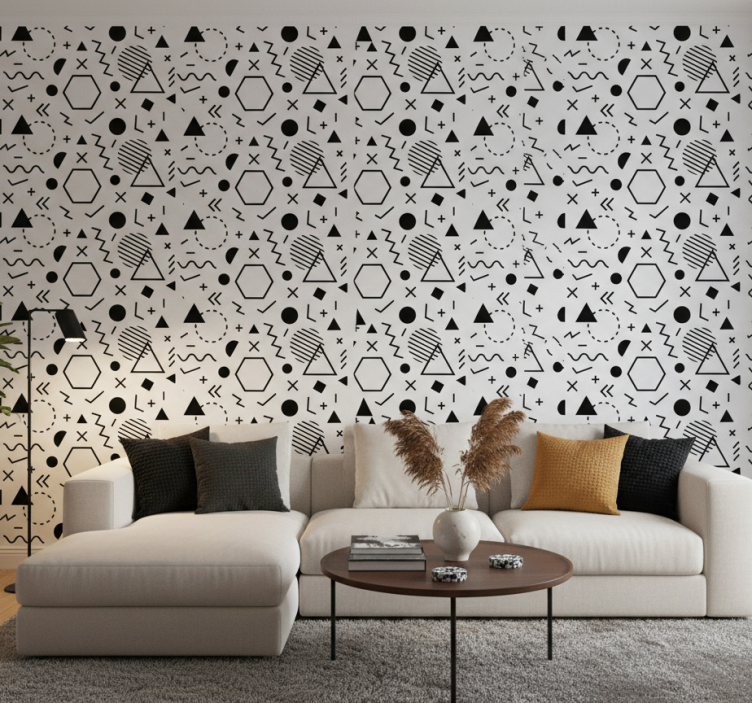 Ornamental wallpaper with striking abstract shapes - TenStickers