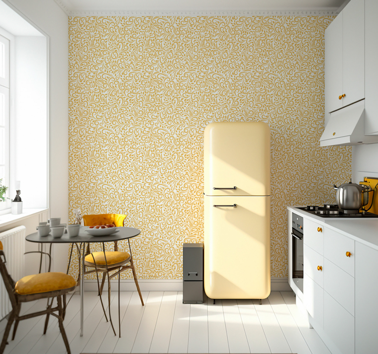 Ornate Flourishes floral wallpaper - TenStickers