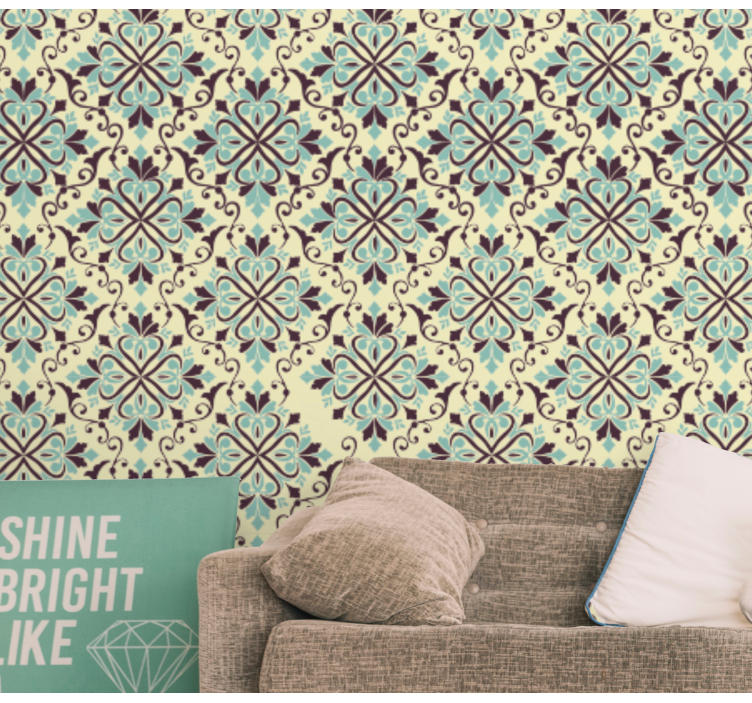 Ornate tile design tile effect wallpaper - TenStickers
