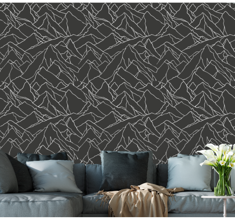 outlined mountains contemporary Wallpaper - TenStickers