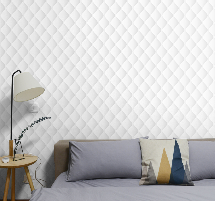 Padded quilted  texture white bedroom wallpaper - TenStickers