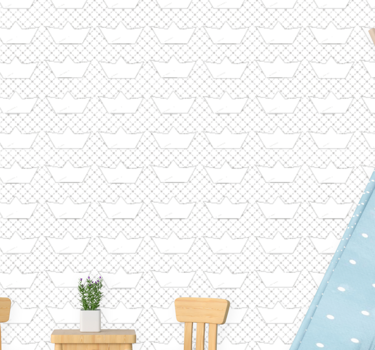 Paper boats pattern children's wallpaper - TenStickers