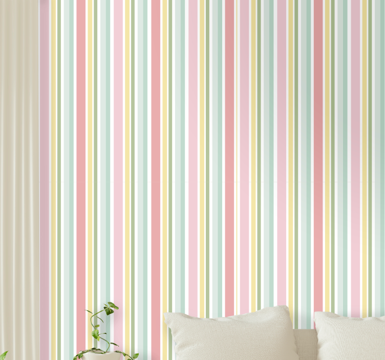 Stripe wallpaper Pastel Harmony horizontal stripes - TenStickers