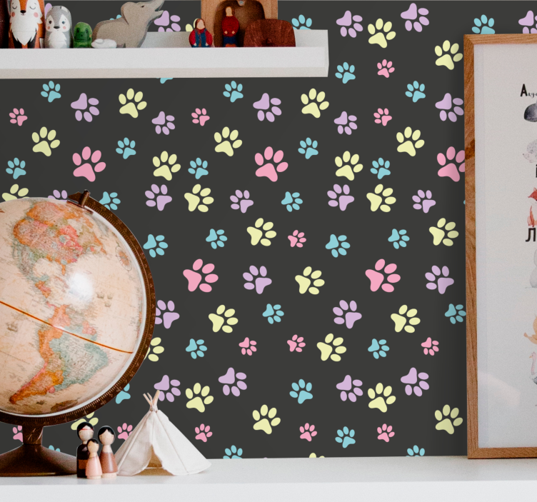 Paw Pattern Motif cute dog wallpaper - TenStickers