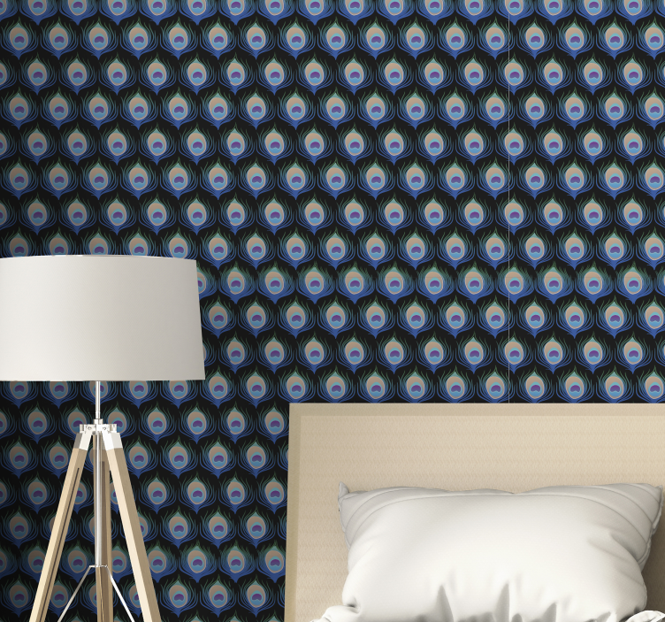 Peacock Feather Patterns birds in wallpaper - TenStickers