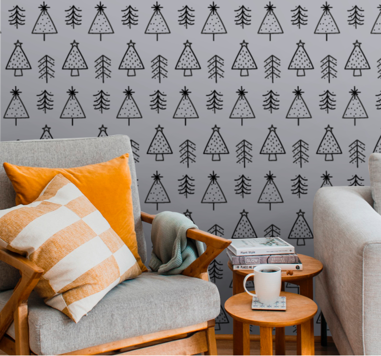 Pine Pattern Decor holiday christmas wallpaper - TenStickers