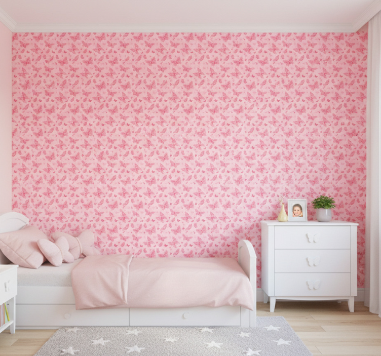 Pink butterflies wallpaper - TenStickers