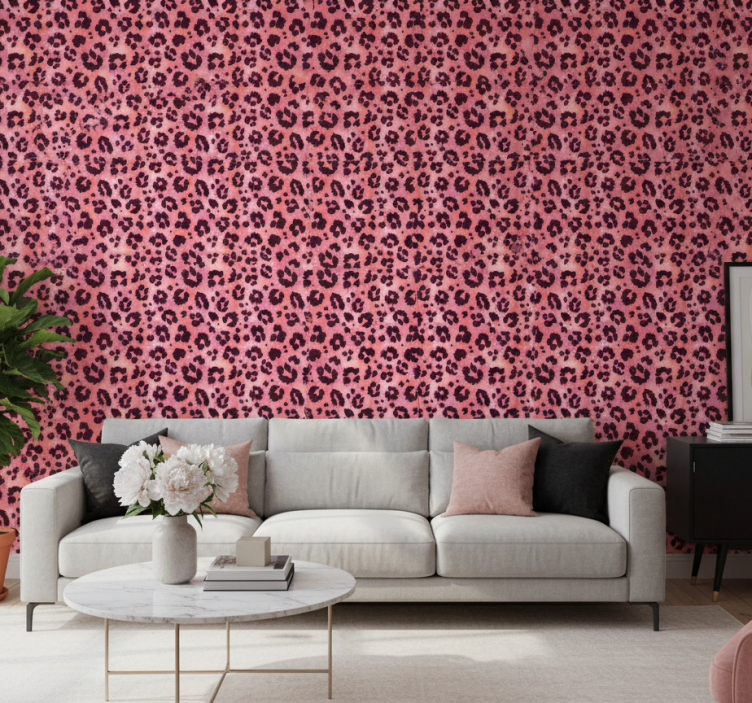 Pink leopard animals wallpaper - TenStickers