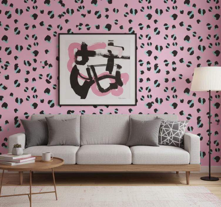 Pink leopard animals wallpaper - TenStickers