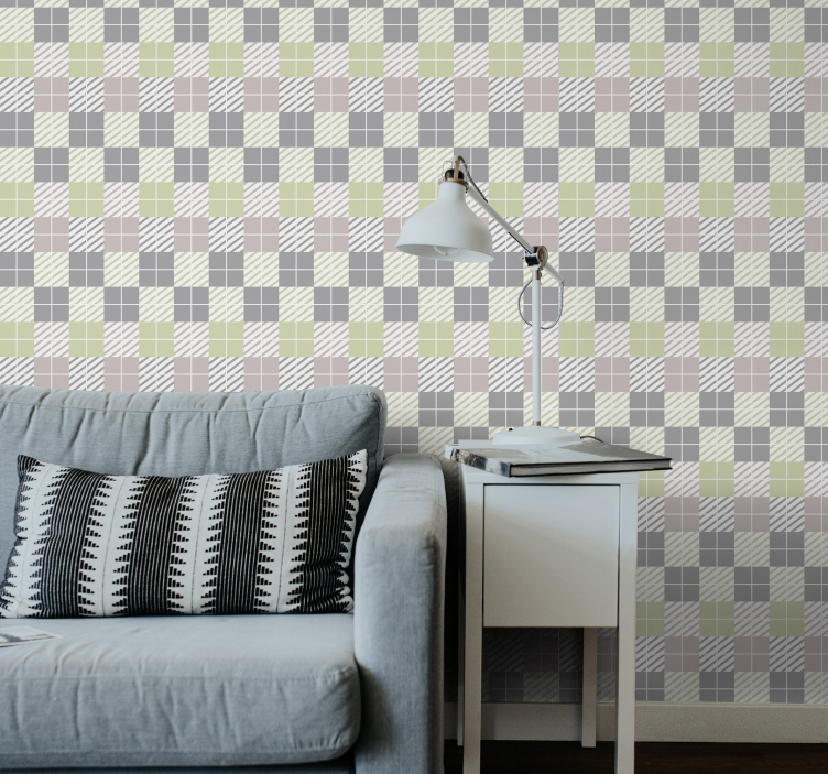 Plaid Pattern Simplicity geometric wallpaper - TenStickers