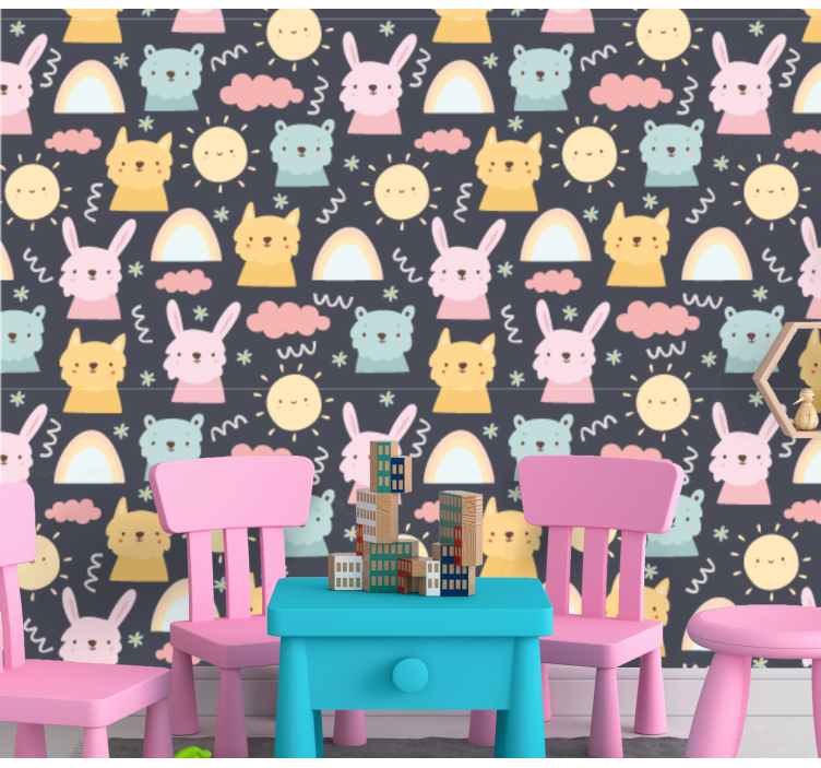 Playful Animal Illustrations birds in wallpaper - TenStickers
