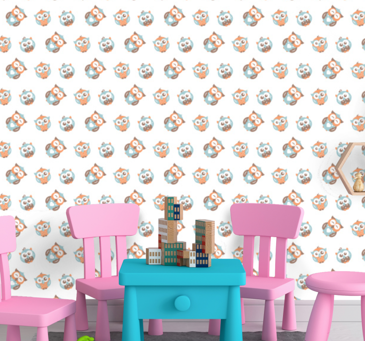 Owl Pattern children's wallpaper - TenStickers